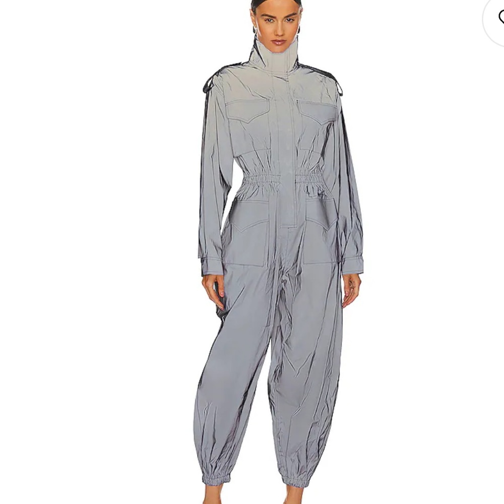 Revolve Norma Kamali Oversized Turtle Cargo Jumpsuit in Grey